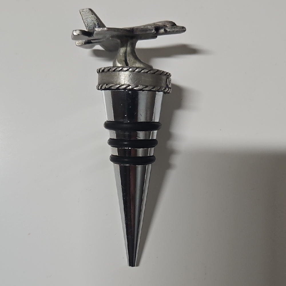 Silver Airplane Wine Stopper